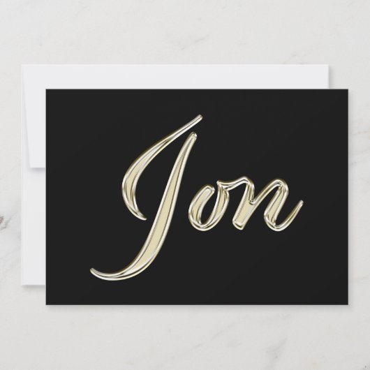 Jon Name white gold Handwriting Karte (Vorderseite)