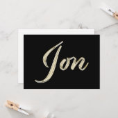 Jon Name white gold Handwriting Karte (Vorderseite/Rückseite Beispiel)