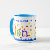 'Jon' Namensspezifische Ringer-Tasse Tasse (Vorderseite Links)