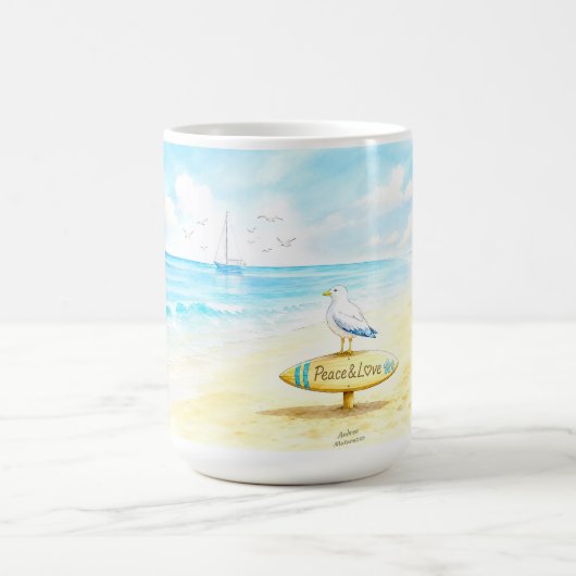 Jon Seagull - Frieden & Liebe Kaffeetasse (Mittel)