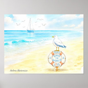 Jon Seagull - Frieden und Liebe retten die Welt Poster