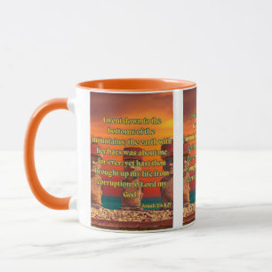 Jonah 2:6 KJV Bible Verse Pic Two-Tone Tasse