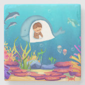Jonah und die Whale Kids Marmor-Untersetzer Steinuntersetzer (Vorderseite)