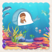 Jonah und die Whale Kids Scalloped Square Unterset Untersetzer (Vorderseite)