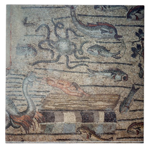 Jonas, das heraus durch den Wal, Detail von einem Fliese