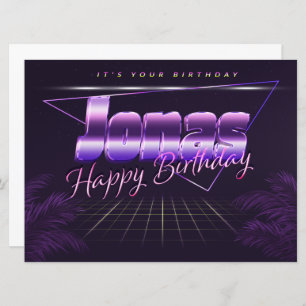 Jonas Name Vorname lila retro Karte Geburtstag