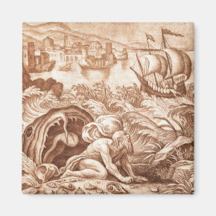 Jonas und der Wal, Illustration von einer Bibel, Magnet