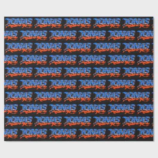 Jonas Vorname Name Graffiti blue orange Geschenkpapier (Flach)
