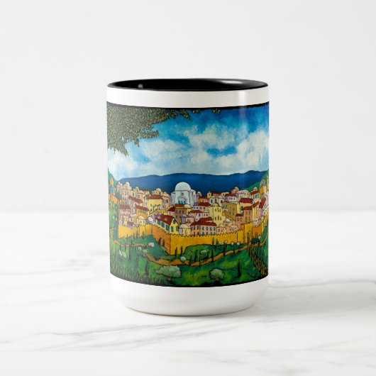 Jonathan Kis-Lev nächstes Jahr in Jerusalem 15 Zweifarbige Tasse (Mittel)