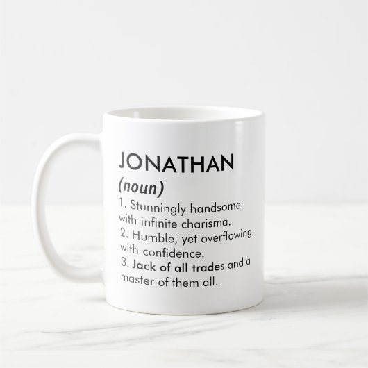 Jonathan Name, Bearbeitbarer Name, Benutzerdefinie Kaffeetasse (Links)