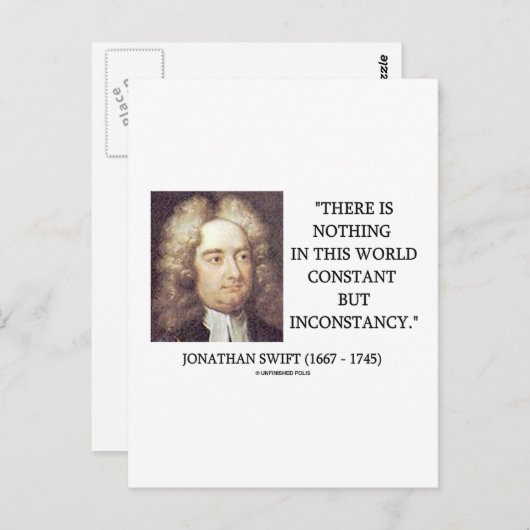 Jonathan Swift nichts Konstantes, aber Unbeständig Postkarte (Vorne/Hinten)