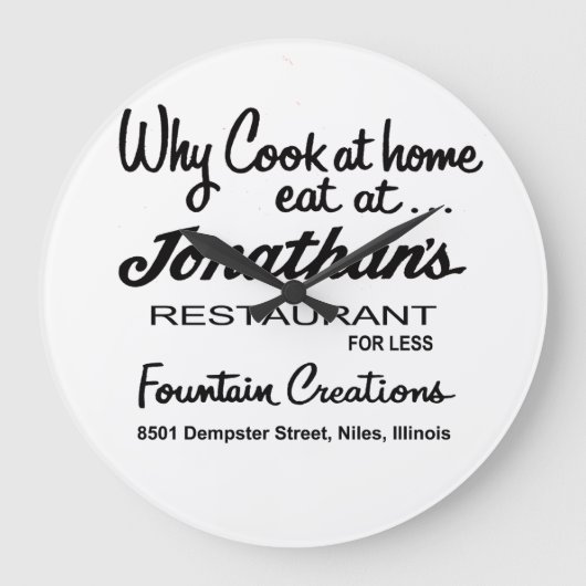 Jonathan's Restaurant, Niles, IL Große Wanduhr (Vorderseite)