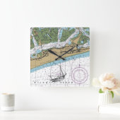 Jones Beach Island NY Chart Quadratische Wanduhr (Zuhause)