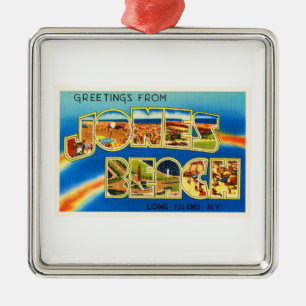 Jones Beach New York New York New York Vintage Tra Silbernes Ornament