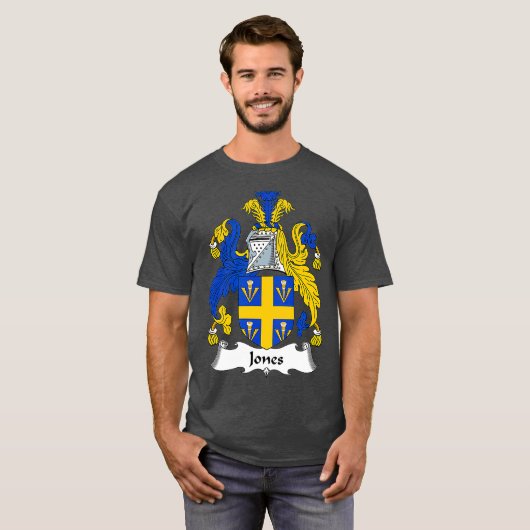 Jones Coat of Arms Familienwappen T-Shirt (Vorne ganz)