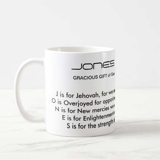 Jones-Familienname-Gedicht-Tasse Kaffeetasse (Links)
