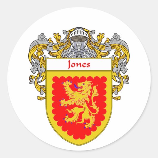 Jones Irish Coat of Arms (Mantled) Runder Aufkleber (Vorderseite)