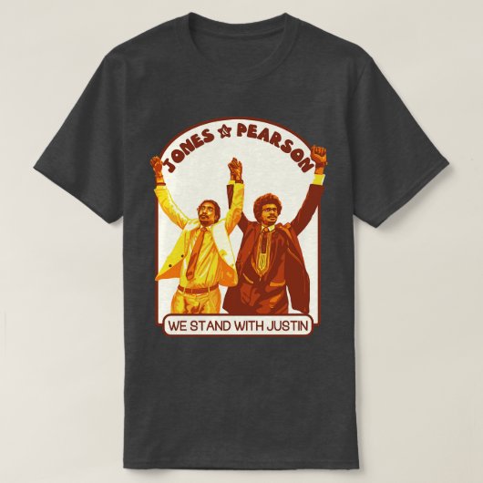 Jones Pearson Wir stehen mit Justin T-Shirt (Design vorne)