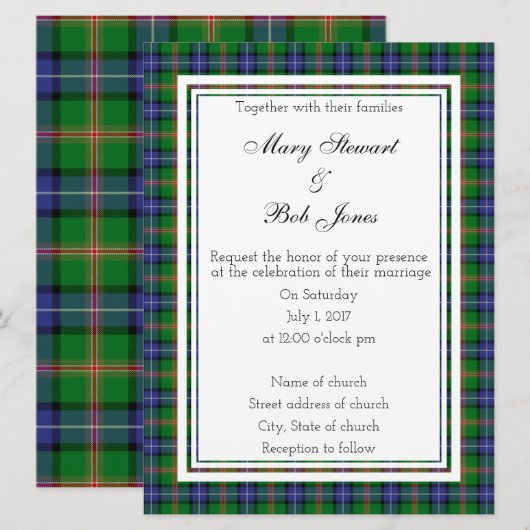 Jones Scottish Wedding Einladung (Vorne/Hinten)