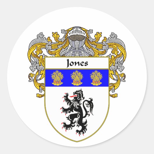 Jones Welsh Coat of Arms (Mantled) Runder Aufkleber (Vorderseite)