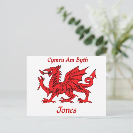 Jones Welsh Dragon Postkarte (Stehend Vorderseite)