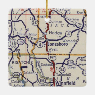 Jonesboro LA Vintag Map Keramikornament