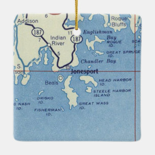 Jonesport Maine Vintag Map Keramikornament