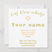 Jongen, meisje geboortekaartje, golden retriever, (Rückseite)