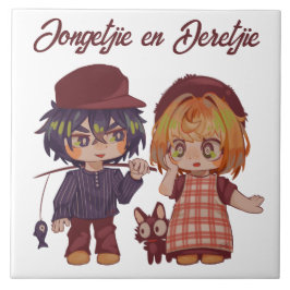Jongetjie en Deretjie Chibi  Fliese