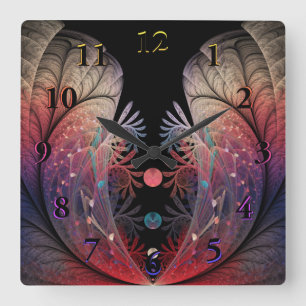 Jonglage Abstract Modern Fantasy Fractal Art Quadratische Wanduhr