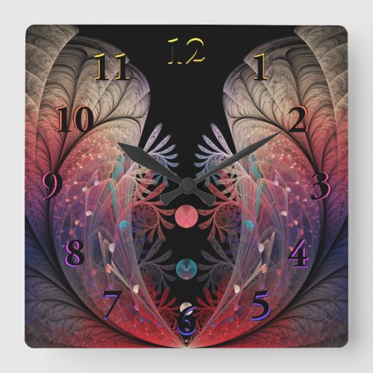 Jonglage Abstract Modern Fantasy Fractal Art Quadratische Wanduhr (Vorderseite)