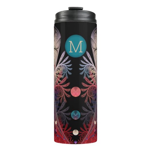 Jonglage Abstract Moderne Fantasy Fraktal Monogram Thermosbecher (Vorderseite)