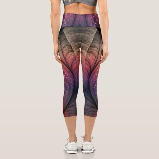 Jonglage Abstrakt Modern Fantasy Fraktal Art Capri Leggings (Rückseite)