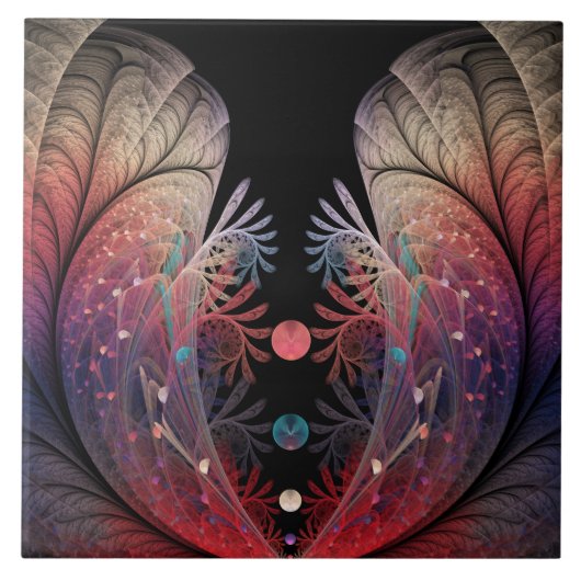 Jonglage Abstrakt Modern Fantasy Fraktal Art Fliese (Vorderseite)