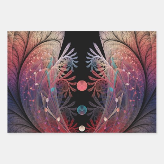 Jonglage Abstrakt Modern Fantasy Fraktal Art Geschenkpapier Set (Vorderseite)