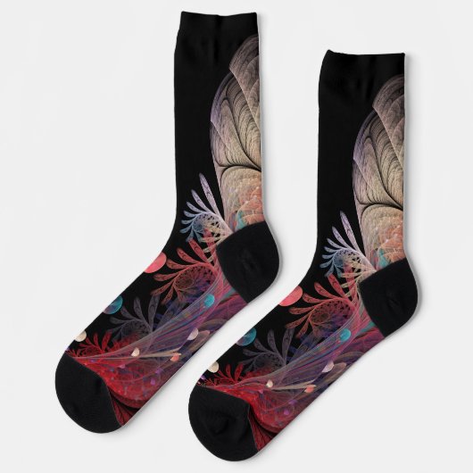 Jonglage Abstrakt Modern Fantasy Fraktal Art Socken (Linkes Detail)