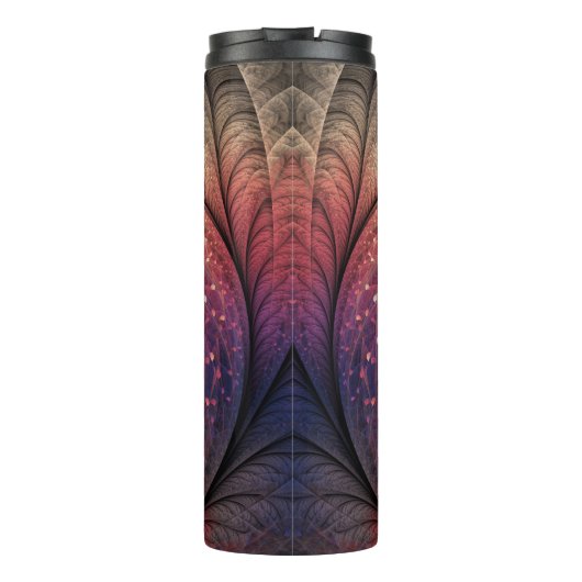 Jonglage Abstrakt Modern Fantasy Fraktal Monogram Thermosbecher (Rückseite)