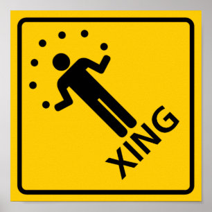 Jongleur-Überfahrt-Landstraßen-Zeichen Poster