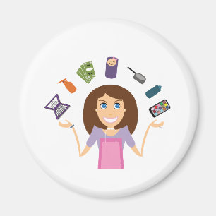 Jonglierende Mama (brünett) Magnet