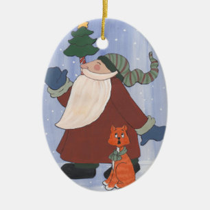Jonglierende Sankt/Weihnachtsbaum-Verzierung Keramik Ornament
