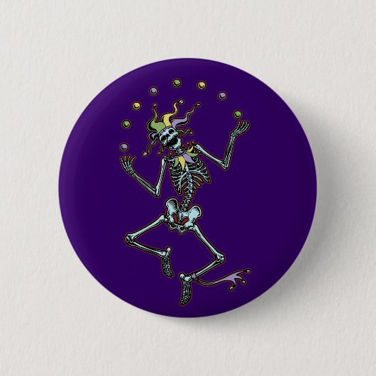 Jonglierender Narren Skelett Button (Vorderseite)