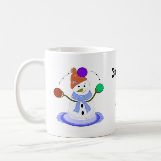 Jonglierender Schneemann Kaffeetasse (Links)