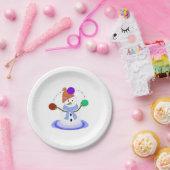 Jonglierender Schneemann Pappteller (Party)