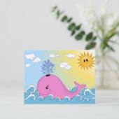 Jonny, der rosa Wal Postkarte (Stehend Vorderseite)