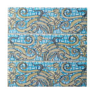 Jonquil Blu Art Nouveau Keramik Tile Fliese