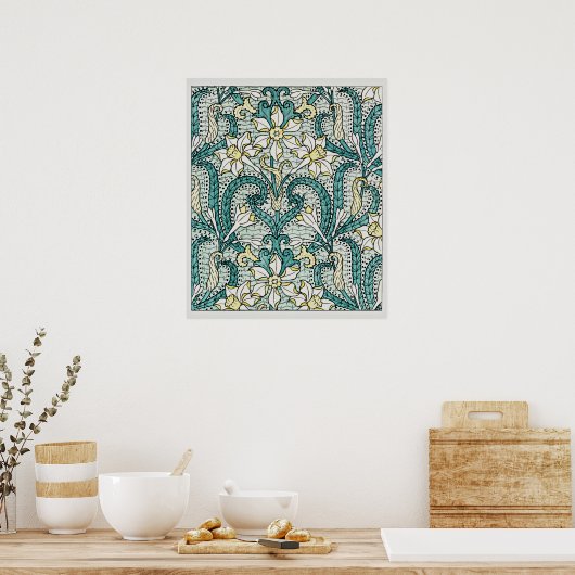 Jonquil Blume pattern, Art Nouveau Poster (Küche)