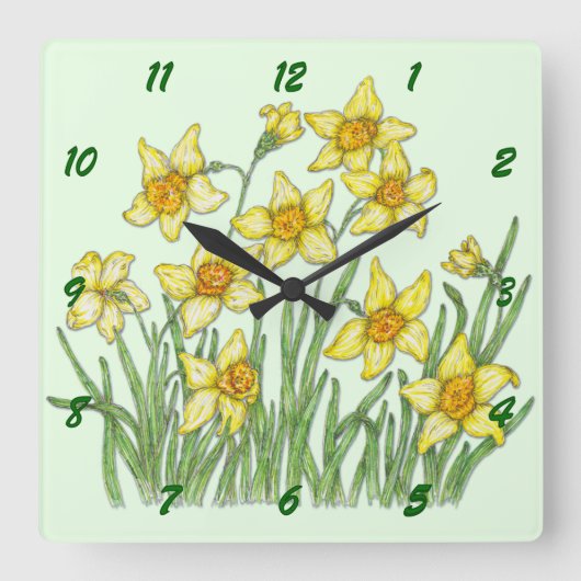 Jonquil Quadratische Wanduhr (Vorderseite)