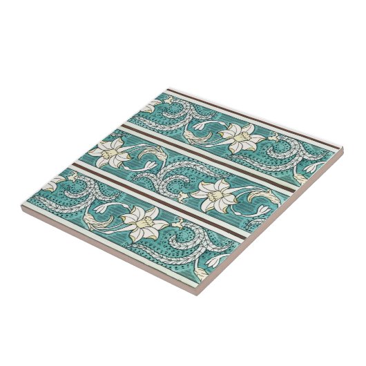 Jonquil Stripe Art Nouveau Keramik Tile Fliese (Seite)