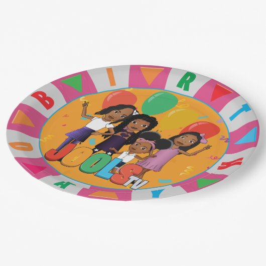 JOOLS TV ®️ Pink 9 in Rundpapier Pappteller (Schrägansicht)