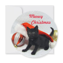 Joons Round Christmas Card - Niedliches Cat Pic